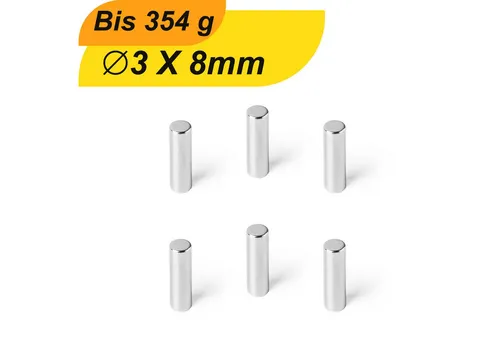 MaajeeKuto Magnet Neodym Magnet 3mm x 8mm Supermagnete hohe Haftkraft Scheibenmagnet (50-St)