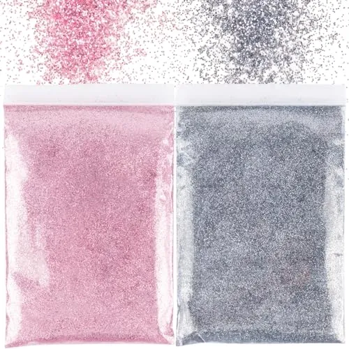 BETESSIN 100g Glitzer zum Basteln Glitzerpulver Rosa Grau Glitter Pulver Glitzer Basteln Glitzerpuder für Nägel Gesicht Kartenbasteln Handwerk Nagelkunst