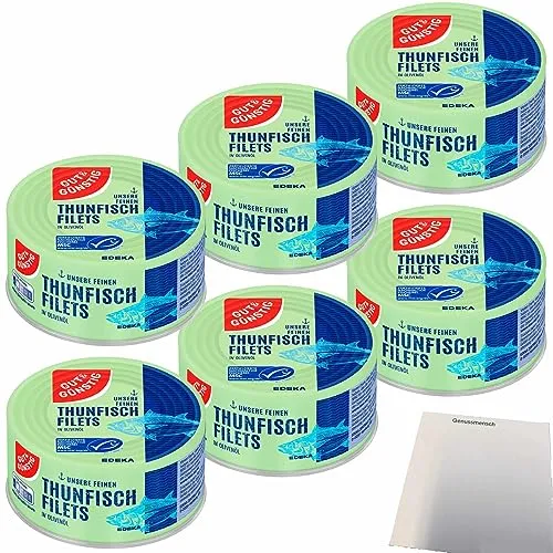 Gut&Günstig Thunfischfilets in Olivenöl 6er Pack (6x185g Dose) + usy Block