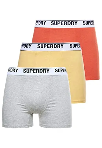 Superdry Herren Boxershorts aus Bio-Baumwolle im 3er-Pack Orange/Gelb/Grau S