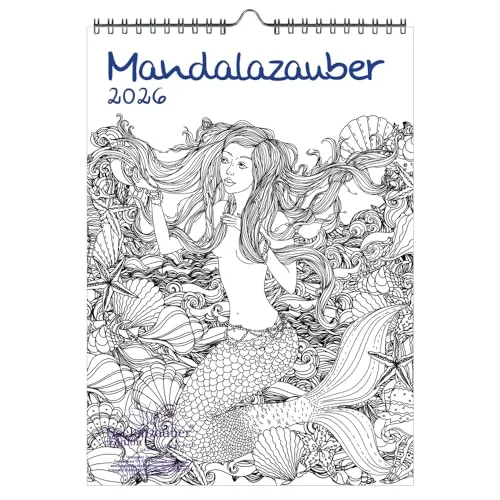 DIY Mandalazauber Ausmalkalender DIN A4 Kalender für 2026 Mandala Zeichnen Malen - Seelenzauber
