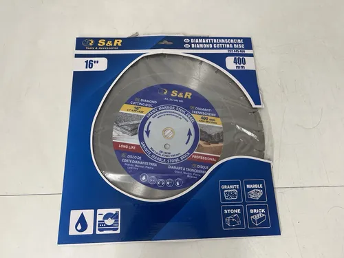 S&R Diamanttrennscheibe 400 mm - Industrie-Qualität für präzises Schneiden - Diamant-Trennscheibe für Naturstein, Kunststein und mehr, optimiert für Trockenschnittverfahren und hohe Schneidleistung bei intensiver Nutzung.