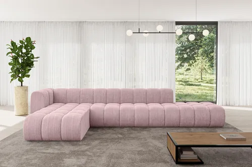 ALTDECOR Modulares Sofa Ecksofa in L-Form Corner modular Sofa Eckcouch Couch Wohnlandschaft Cauchsofa Bodensofa Polstersofa Zuvon-L2-387x177x70 cm Rosa