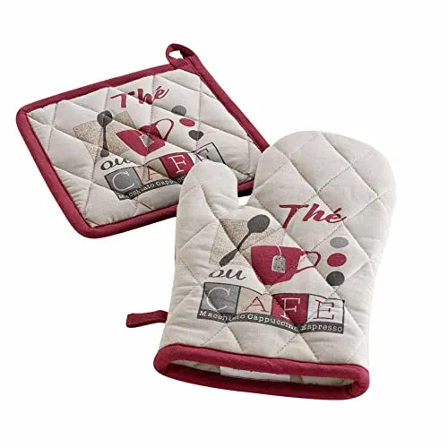 Douceur d'Intérieur, Ofenhandschuh und Topflappen (18 x 28 cm/20 x 20 cm), Baumwolle, Bedruckt