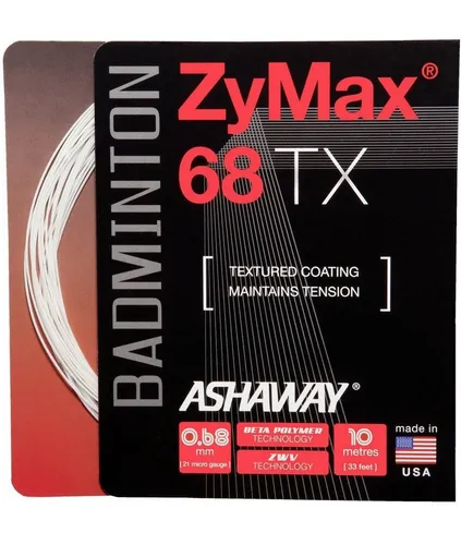Ashaway Badmintonsaite Zymax 68 TX weiss 10m Set, Saitendicke: 0.68