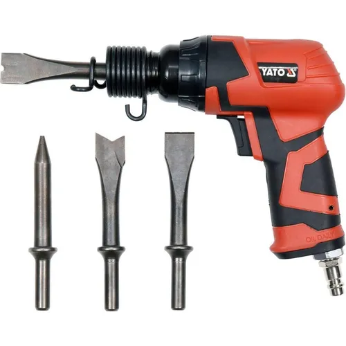 Yato Pneumatischer Hammer 09904 - Bohrmaschinen - Leistungsstarker Druckluft Meisselhammer mit 4 Meisseln für schnelles Schneiden und Meißeln in Werkstätten und beim Heimwerken.