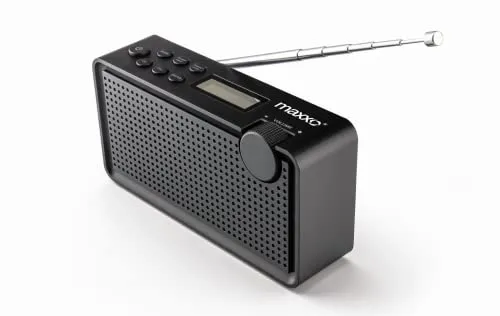 Maxxo PB01 Mini Radio DAB+ und UKW-Radio - Kompaktes DAB+ / FM Radio mit integriertem Akku und LCD-Display, ideal für Küche, Büro oder unterwegs. Genießen Sie hervorragende Klangqualität mit einfacher Bedienung.