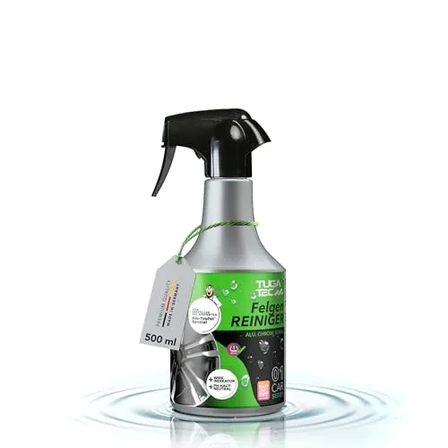 TUGA TEC Felgenreiniger Premium 500 mL – ph-neutral, Stark gegen Bremsstaub & Verschmutzungen – Wirkindikator – Für Alufelgen, Stahlfelgen & Chrom – Made in Germany
