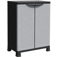 vidaXL Kunststoffschrank 68x39x92 cm - Büroschränke mit 2 Türen und 2 Fachböden, ideal zur Aufbewahrung und Organisation in Büro, Garage oder Lager. Leicht zu reinigen und platzsparend.