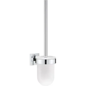 GROHE WC-Bürste Start Cube 40977000 - Eleganter WC-Bürstenhalter aus Glas zur Wandmontage, mit kratzfester GROHE Long-Life Oberfläche für einfache Reinigung und stabiler Metallhalterung.