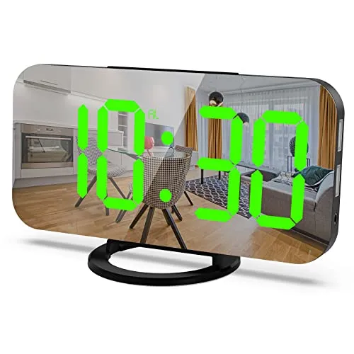 Mqruntoo Digital Wecker Mit Großes LED Display,Tischuhr Digitale Uhr 6.7”Display, 3-Stufen Helligkeitskontrolle,Dual-USB-Ladegerät-Anschluss Wecker für Nachttisch, Schlafzimmer und Büro