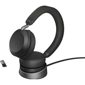 Jabra Evolve2 USB-A MS TEAMS 75 - Kabelloses Office-Headset mit Ladestation, anpassbares Noise Cancelling und bis zu 36 Stunden Akkulaufzeit für ungestörte Meetings
