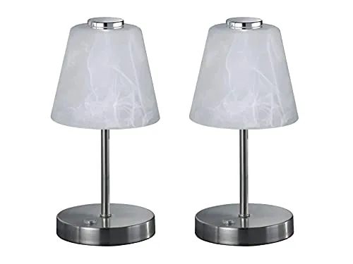 2er Set kleine touch Tischleuchten 24cm mit Glasschirm weiß