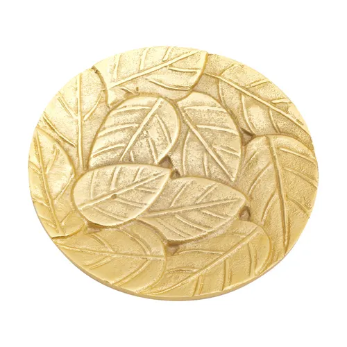 Rustikaler Kerzenteller Blattschale Ø12cm Aluminium Gold Untersetzer Dekoration
