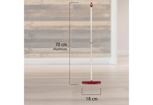 Lantelme Teppichkehrer Fransenkamm Rot mit Alu Stiel 70cm in rot von Lantelme