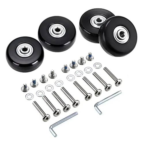 SUMNACON 4 Stück 50 x 18 mm Gepäck-Koffer-räder, Gummi-Lenkrollen, Kugellager, -Kits