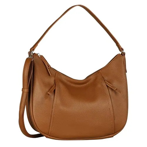 Tom Tailor Beca Hobo Bag M - Cognac, mittlere Beuteltasche - Handtaschen - Hochwertige Hobo Bag aus Kunstleder mit 2 Reißverschlussfächern und verstellbarem Schulterriemen, ideal für jeden Anlass.
