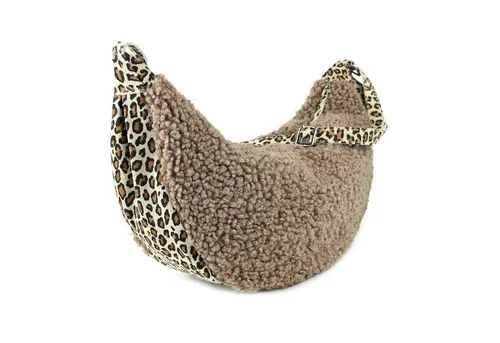 ITALYSHOP24 Schultertasche Damen Teddy Fell Tasche Leo Muster - Schultertasche aus hochwertigem Kunstfell im trendigen Leo Muster, ideal für stylische Auftritte. Verstellbarer Schulterriemen und geräumiges Hauptfach für deine Essentials.