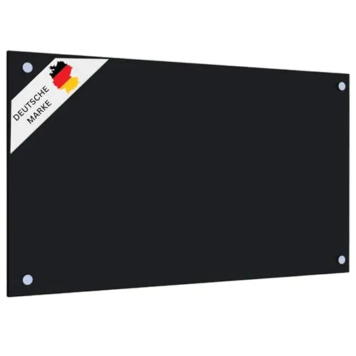 DELUKE® Küchenrückwand Glas - 100x40cm Schwarz | Wandverklediung Küche Wandschutz Spritzschutz Herdspritzschutz Glasplatte Rückwandküche Küchenwand Design
