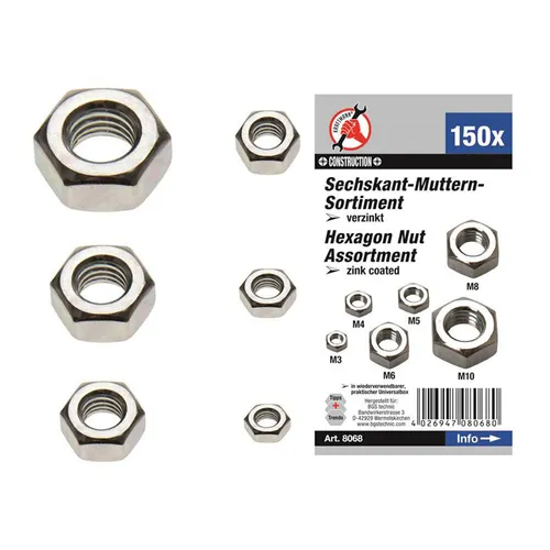 BGS-8068 Muttern-Sortiment 150-tlg.