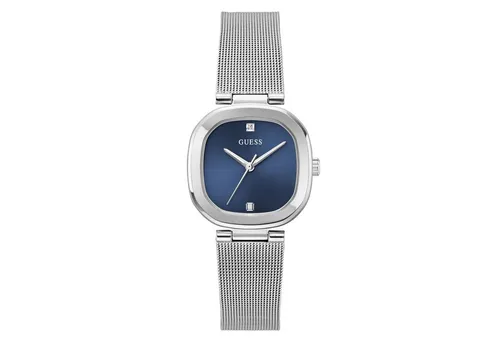 Guess Quarzuhr GW0768L1 - Elegante Armbanduhr mit blauem Zifferblatt und funkelnden Steinchen, wasserdicht bis 30 m, perfekt für stilbewusste Frauen.