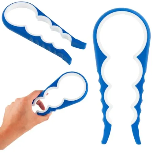 Universal Flaschenöffner 4in1, Flaschenöffner für Senioren, 4 in 1 Deckelöffner, Schraubgläser, Glasdeckelöffner, rutschfester Gummigriff