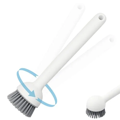 Spülbürste,Küchenbürste,Abwaschbürste,Spülbürsten,Geschirrbürste,Bürste Küche,Geschirr Bürste,3-in-1-Pfannenbürste,6-Fach Drehbarer Bürstenkopf,Langer Griff,für Geschirr,Töpfen,Spülbecken,26.5*6.5cm