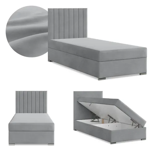 Mebligo Boxbett Grau 90x200 cm – Elegantes Kontinentalbett mit Stauraum