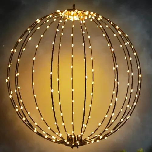 LED Kugel 20cm Ø mit Timer und 100 warmweißen Leuchten