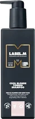 Label.M Cool Blonde Toning Shampoo 300 ml - Shampoo für blondes Haar, neutralisiert Gelbstich und verleiht kühlen Blondton. Frei von Parabenen und Sulfaten für eine sanfte Reinigung und strahlenden Glanz.