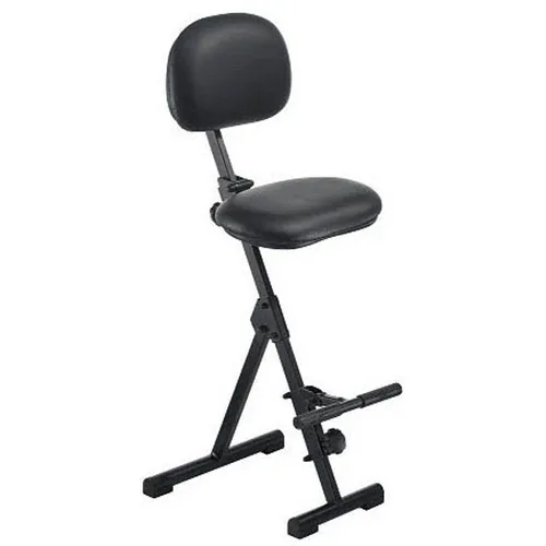 meychair Stehhilfe Futura mit Rückenlehne, Kunstleder schwarz - Bürostuhl mit klappbarem Design und höhenverstellbarer Nutzungshöhe von 54-90 cm. Gepolsterter Sitz und praktische Fußstütze für maximalen Komfort.