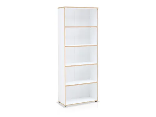 Büroregal MAILAND 45x197x38cm - Offenes Regal in Weiß - Stylisches offenes Regal mit 5 Fächern für Bücher und Dekoration. Ideal für den modernen Arbeitsplatz, bietet Platz und Übersichtlichkeit.