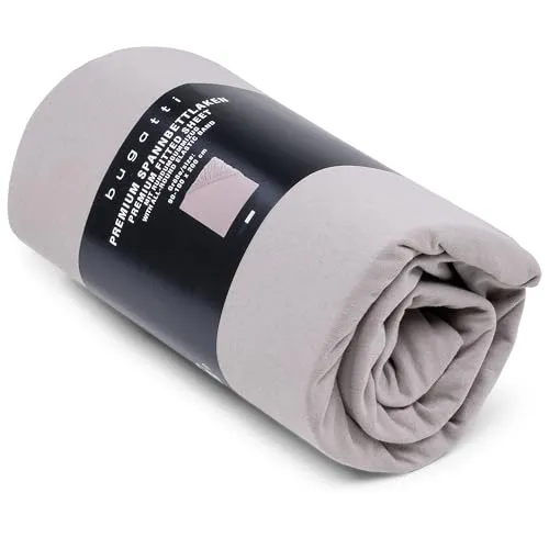 bugatti Spannbettlaken 90x200-100x200 cm - Spannbetttuch aus 97% Baumwolle und 3% Elasthan, besonders weich und ideal für Matratzen bis 25 cm Höhe. Maschinenwaschbar und trocknergeeignet für dauerhafte Formstabilität.