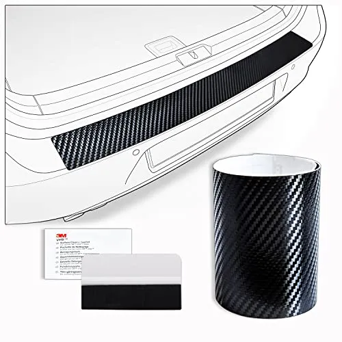 tuning-art FL117 Ladekantenschutz Folie mit Rakel passend für Seat Leon 3 5F Limo 2013-2020, Farbe:Carbon-Look