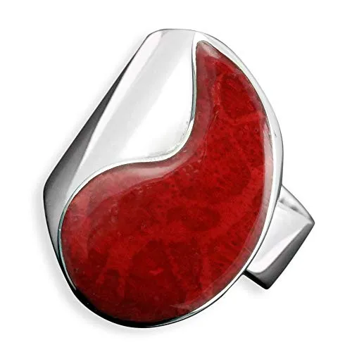 Island Piercings Edler 925er Silber Ring roter Stein Silberring Design Handarbeit SR140