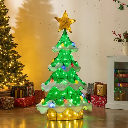 GOPLUS Beleuchteter Weihnachtsbaum 130 cm mit Erdbeer-LEDs