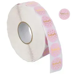 Relaxdays Handmade with Love Aufkleber 2500 Stück Gold,Rosa