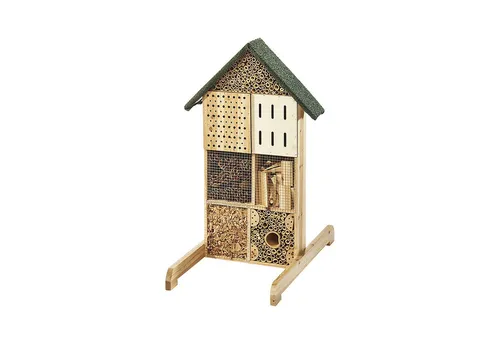 Kobolo Insektenhotel BEE aus Tannenholz - Tierhäuser - Bieten Sie Bienen, Schmetterlingen und Marienkäfern einen sicheren Nistplatz und fördern Sie den Insektenschutz mit diesem dekorativen Insektenhotel aus natürlichen Materialien.