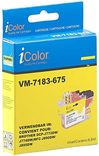 iColor Brother Dcp J572dw: Tinten-Patrone LC-3211Y für Brother-Drucker, Yellow (gelb) (kompatible Druckerpatronen, Tintenstrahldrucker)
