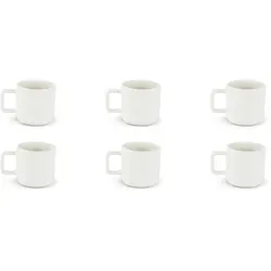 Excelsa Nordic Set mit 6 weißen Kaffeetassen - Thermobehälter: 6-teiliges Set aus eleganter Steingut-Keramik, spülmaschinen- und mikrowellenfest, ideal für jeden Anlass mit komfortablem Fassungsvermögen von 80 ml.