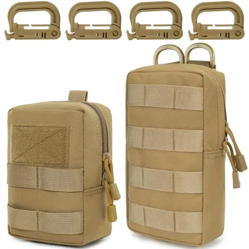 MUCHER 2 Pack Molle Tasche Taktische Hüfttaschen EDC Utility Bauchtasche Hüfttasche mit 4 Haken Rucksack-Zusatztaschen für Outdoor Wandern Jagdcamping Training