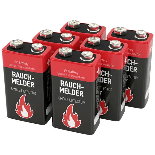 Ansmann Rauchmelderbatterie 9V Block-Batterie Alkali-Mangan 9V 6St.