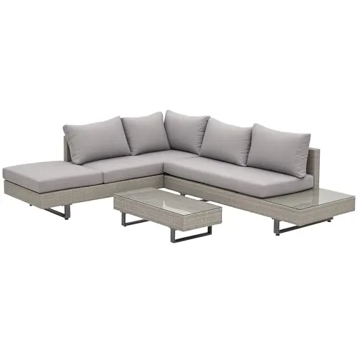 Outsunny Lounge-Set - Modernes Gartenmöbel für 5 Personen - Gartenmöbel-Set mit 3-Sitzer, 2-Sitzer, Couchtisch und Beistelltisch. Ideal für gesellige Stunden im Freien, inklusive gemütlicher Rückenpolster für höchsten Komfort.