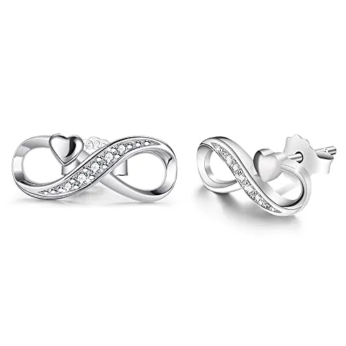 Unendlichkeit Ohrringe 925 Sterling Silber Ohrstecker Für immer Liebe Akzent Modeschmuck für Frauen Mädchen mit Geschenkbox (Mit Liebe)