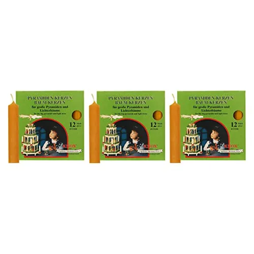OLShop AG Knox Pyramidenkerzen Natur, 3er Pack (3 x 12 Stück), Größe: ca. 17 x 100 mm Weihnachtskerzen
