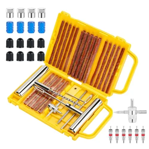 Romon Reifenreparaturset,55PCS Autoreifen Reparaturset, Flicken Satz, Autoreifen Flickzeug Pannenset, Heavy Duty Reifen Reparatur Kit für Auto, Motorrad, LKW, ATV, Traktor, Wohnmobil, SUV
