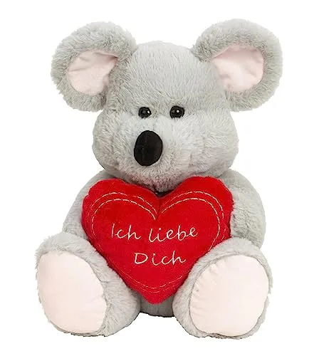 Lifestyle & More Kuscheltier Maus mit Herz Ich Liebe Dich 30 cm groß Plüschmaus Plüschbär samtig weich
