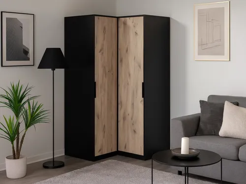 Beautysofa Eckschrank LIVO mit 2 Drehtüren und Regalen