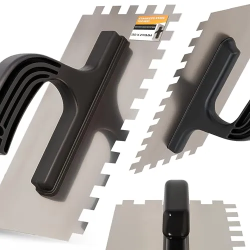 Instalguru Zahnkelle Glättekelle 12x12 mm Zahnglättekelle Traufel mit Zahnung Kelle Rostfreie Edelstahl Zahnspachtel Kelle Gezahnt Maurerkelle von Fliesen