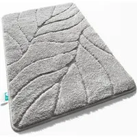 Produktbild Karat Badematte Maris Badvorleger Badteppich mit Blattstruktur Silber 40 x 60 cm
